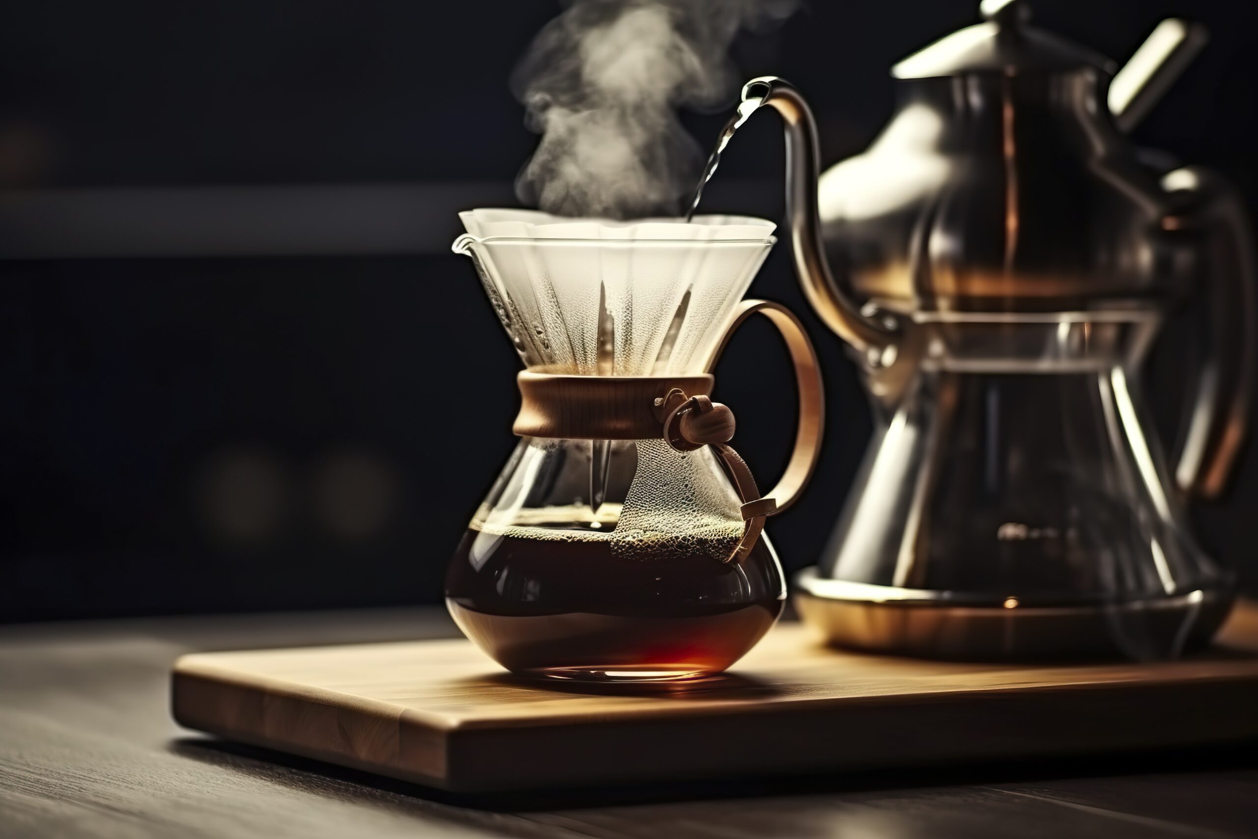 Pour-over coffee being brewed